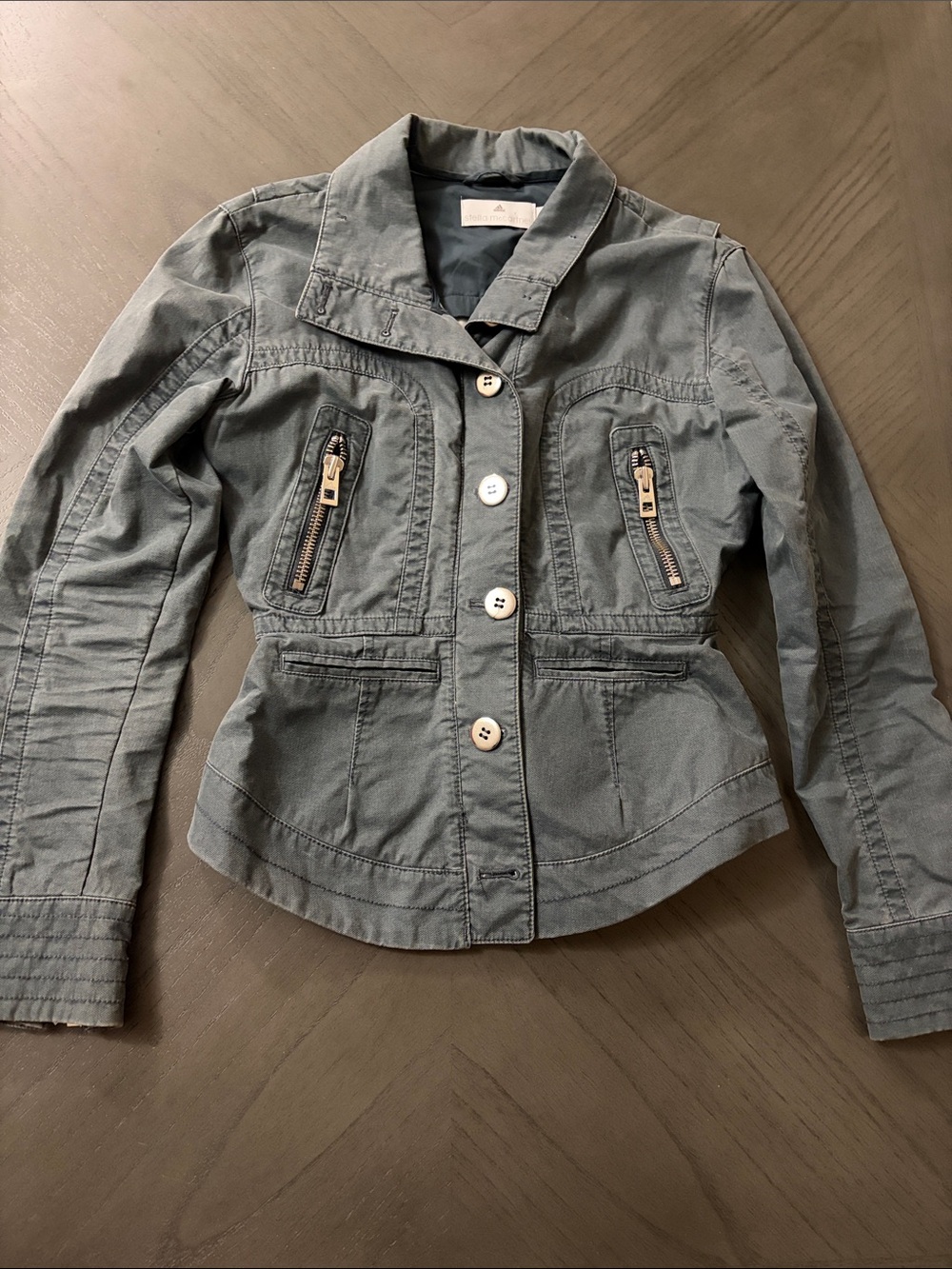adidas Gray Button-Front Utility Jean Jacket